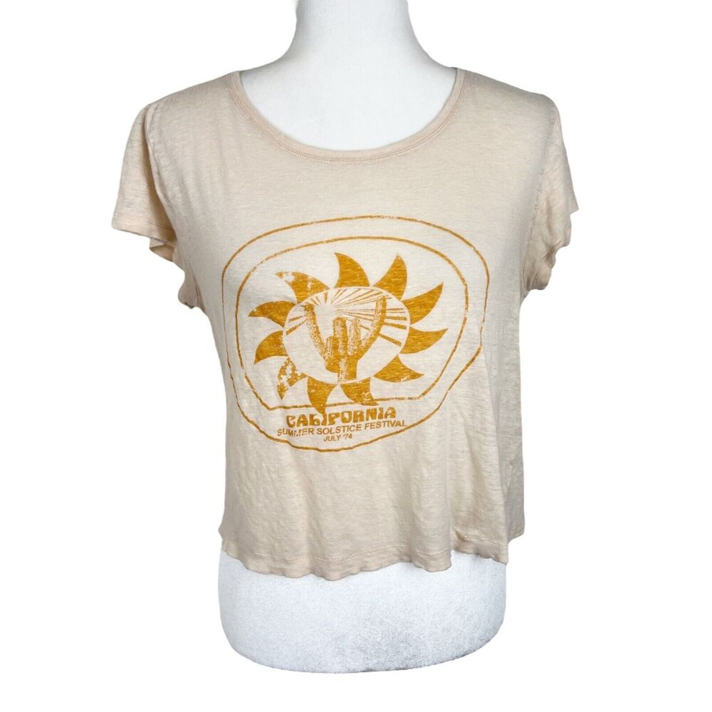 Current/Elliot Shirt Women 2 Yellow Orange California Summer Solstice '74 Tee